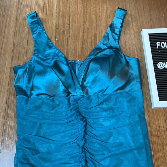 Rouched Sateen Cocktail Dress - Picture 2 of 6